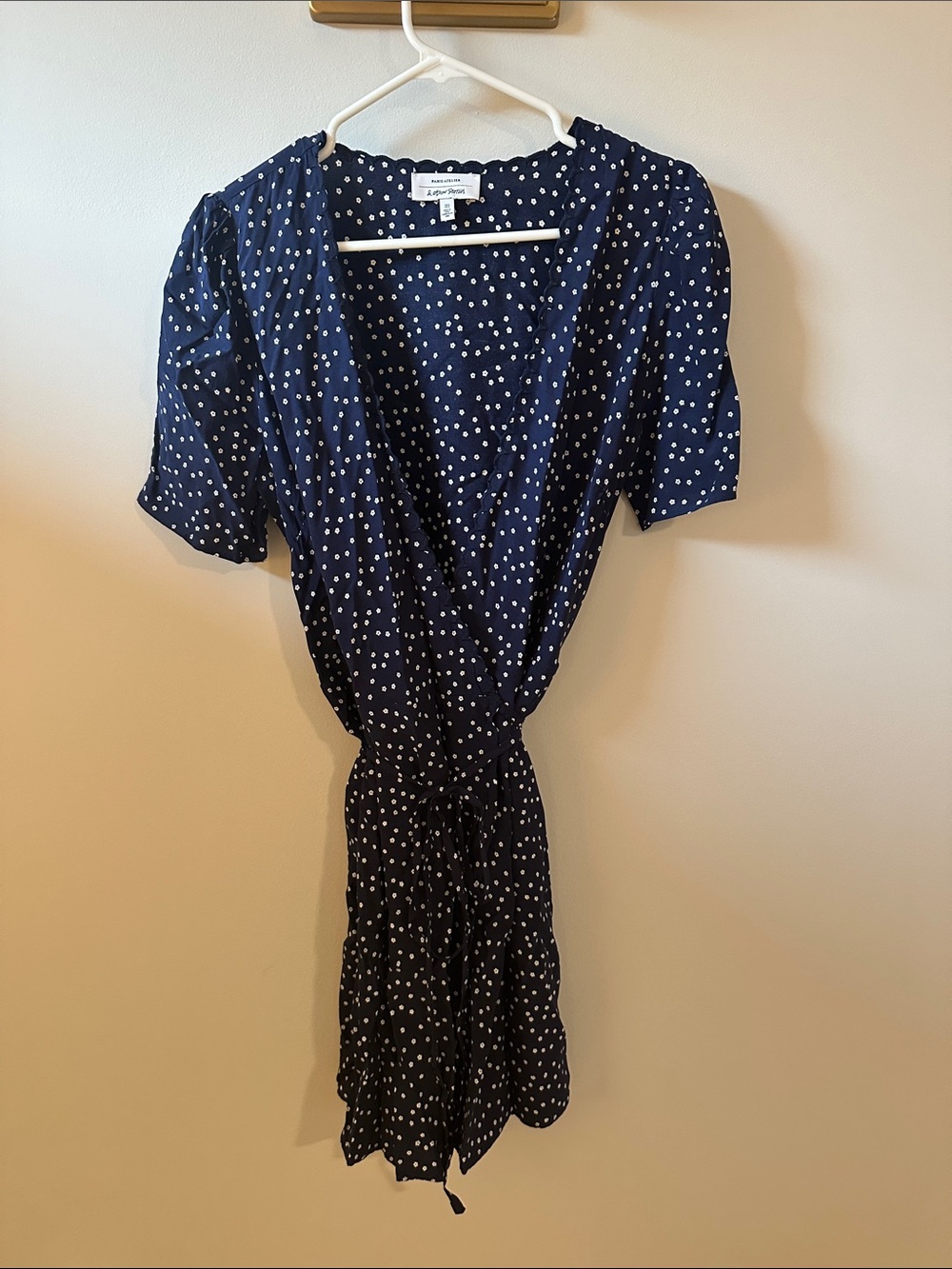 & Other Stories: Polka Dot Wrap Dress - Navy